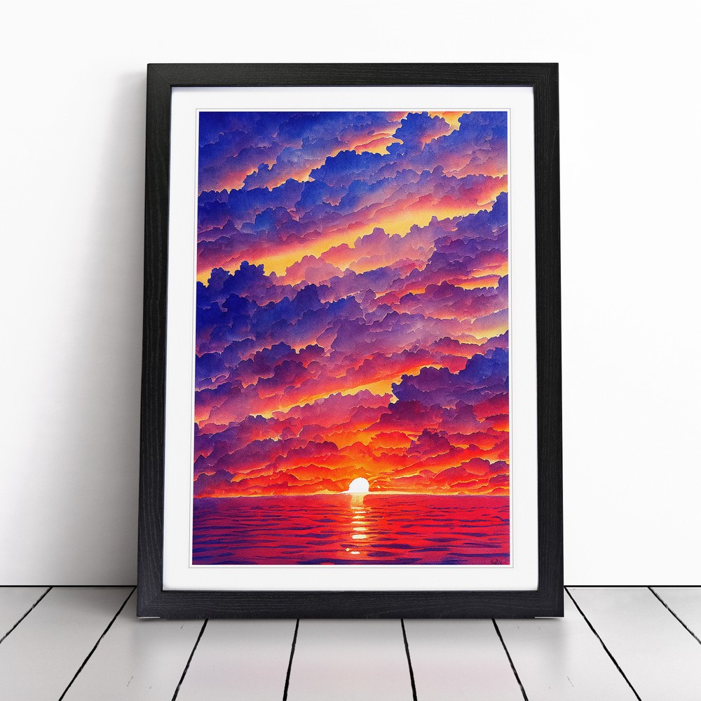 An Artistic Ocean Sunset Wall Art Print Framed Canvas Picture Poster Decor