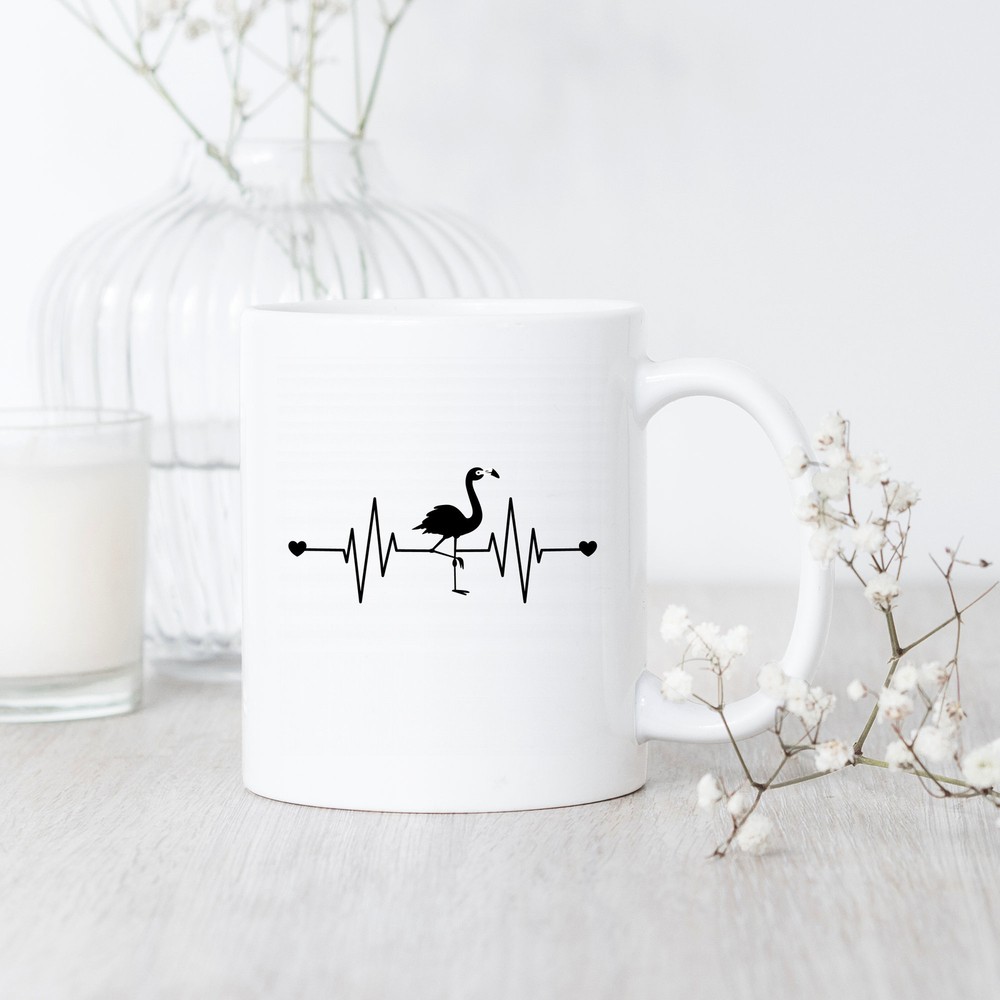Flamingo Heartbeat Mug Flamingo Gift Flamingo Lover Mug Flamingo Coffee Mug Cute