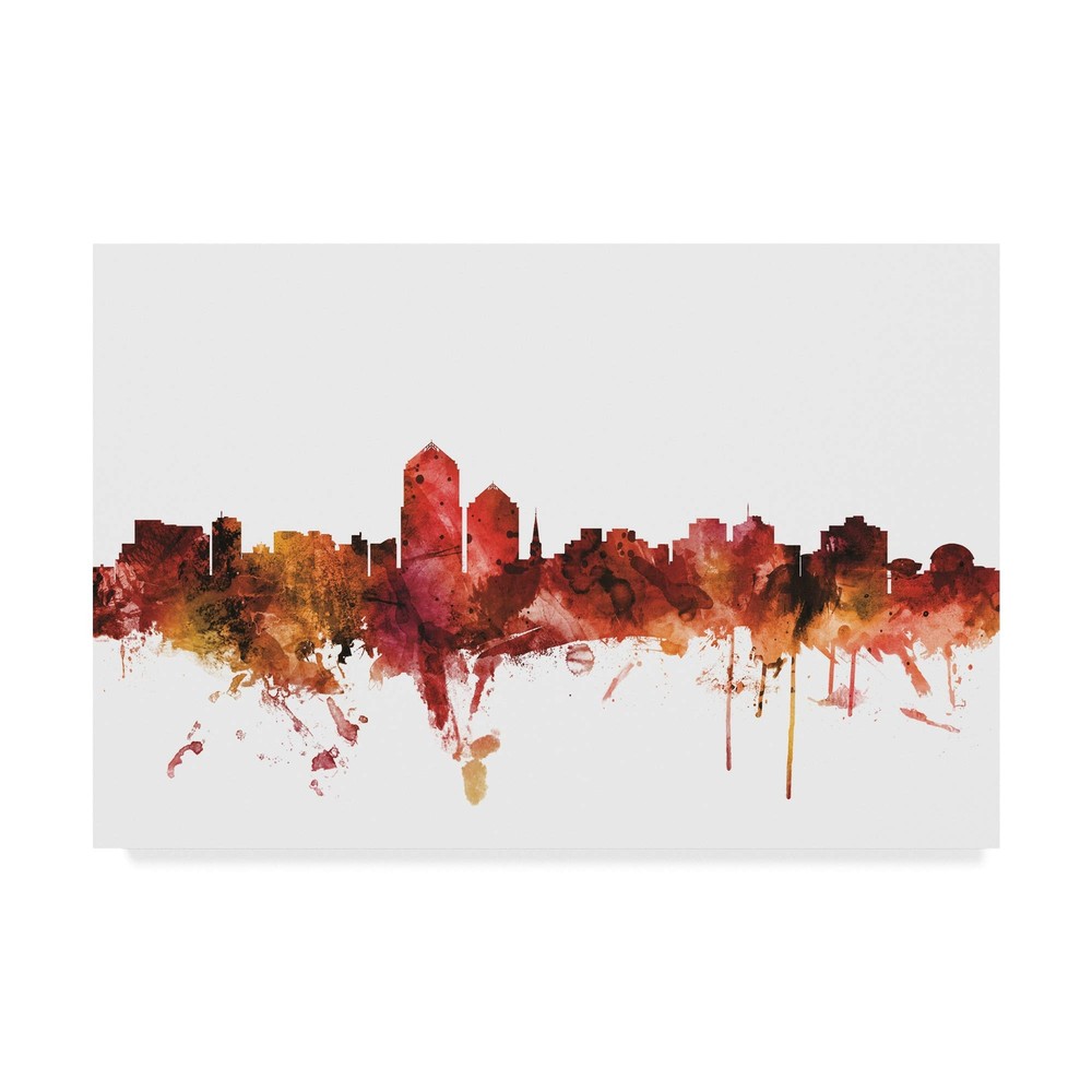 Albuquerque New Mexico Skyline Red by Michael Tompsett, 16x24