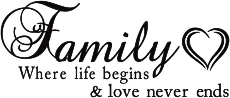 AUHOKY Family Where Life Begins & Love Never Ends Wall Decal Sticker Black,c