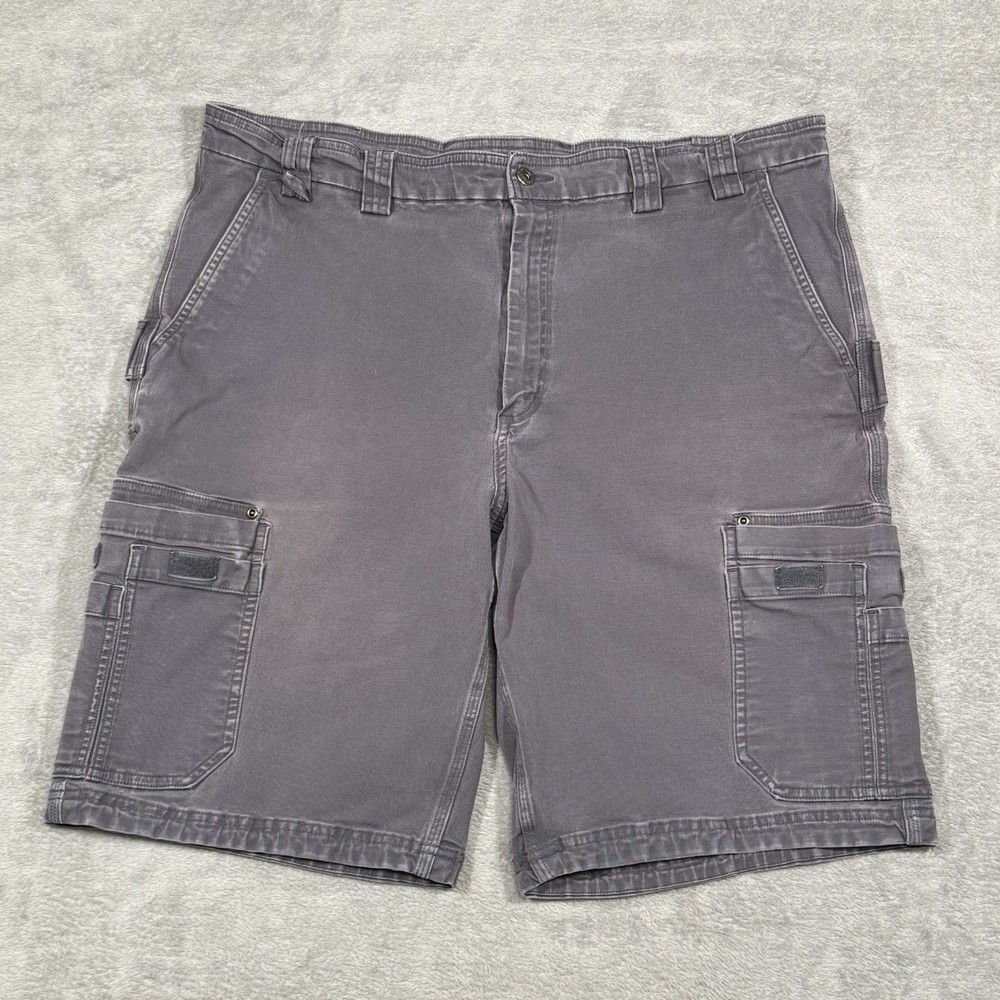 Duluth Trading Flex Fire Hose Cargo Shorts Mens 44 Gray Stretch Workwear Relaxed