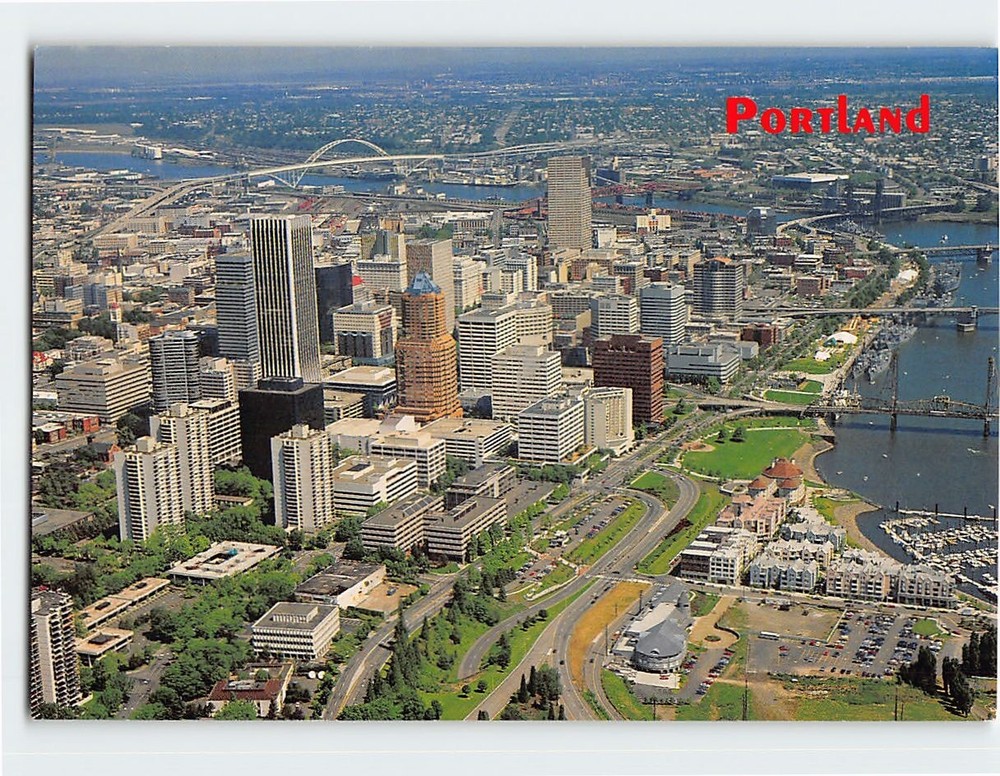 Postcard Aerial View Portland Oregon USA
