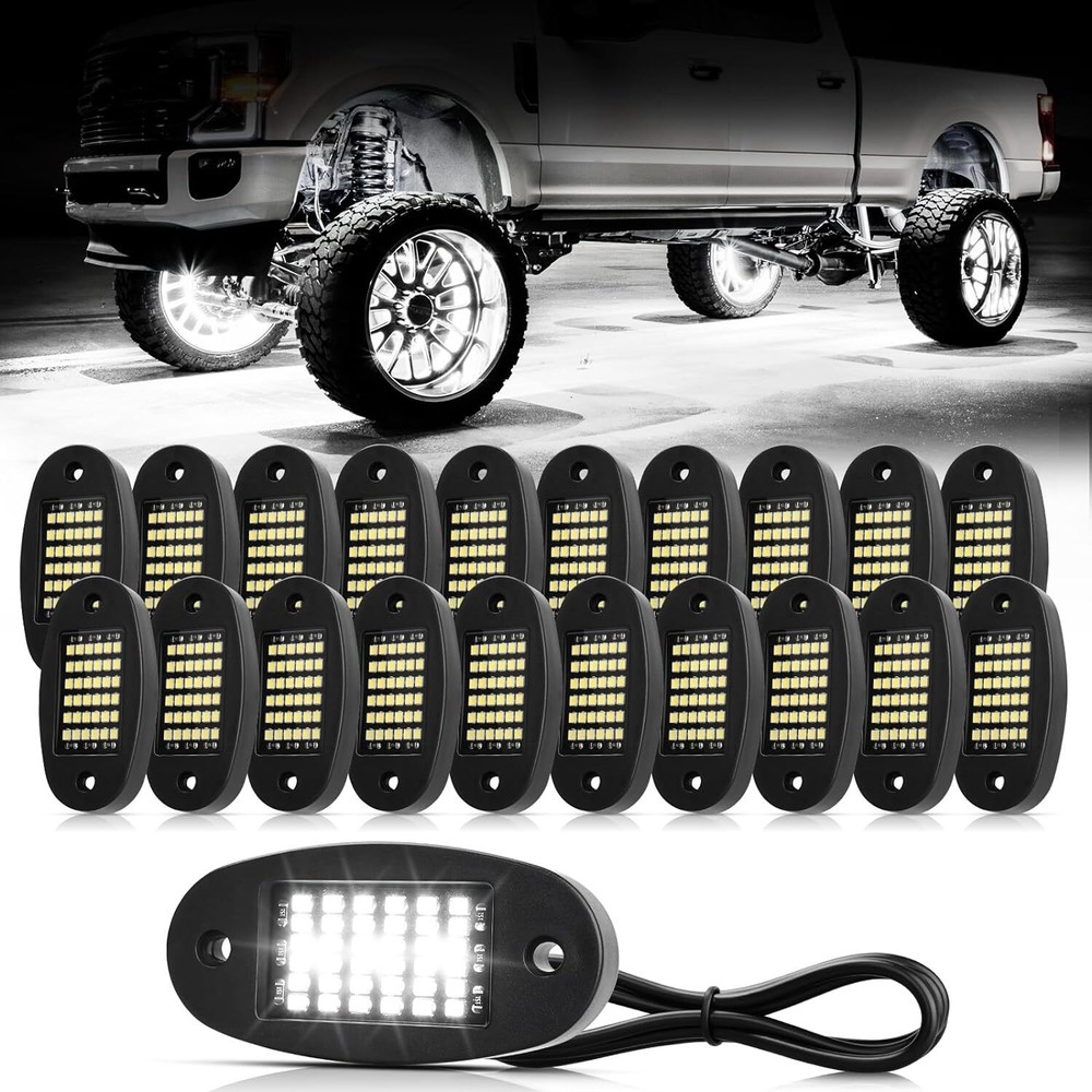 20 Pods White Rock Lights 6000K Pure White 36 LEDs SMD Chips Super Bright Neon