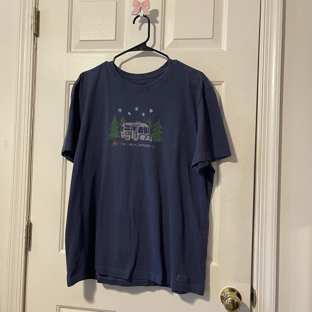 Life Is Good Crusher Tee Men’s L Blue Five Star Accommodations Camper T-Shirt-image