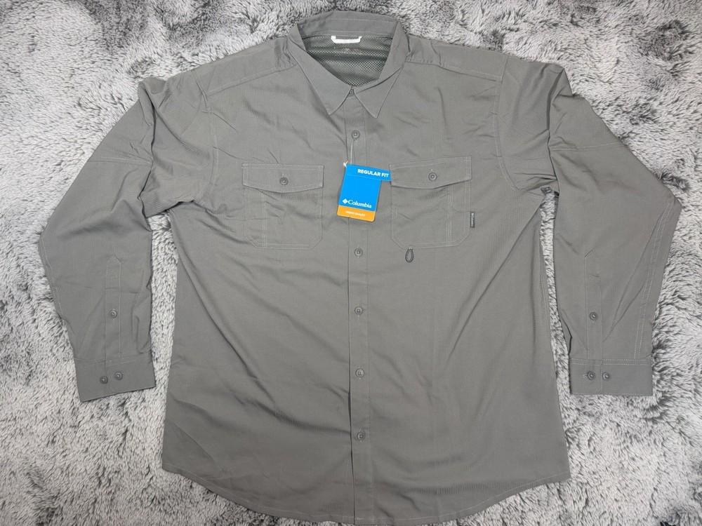 Columbia Omni Shade Men's Long Sleeve Shirt Charcoal 40 UPF Size X-Large NWT