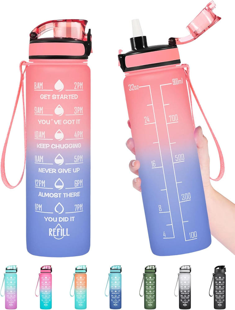 Water Bottle, Leakproof BPA & Toxic Free, Motivational Water Bottle with Times t