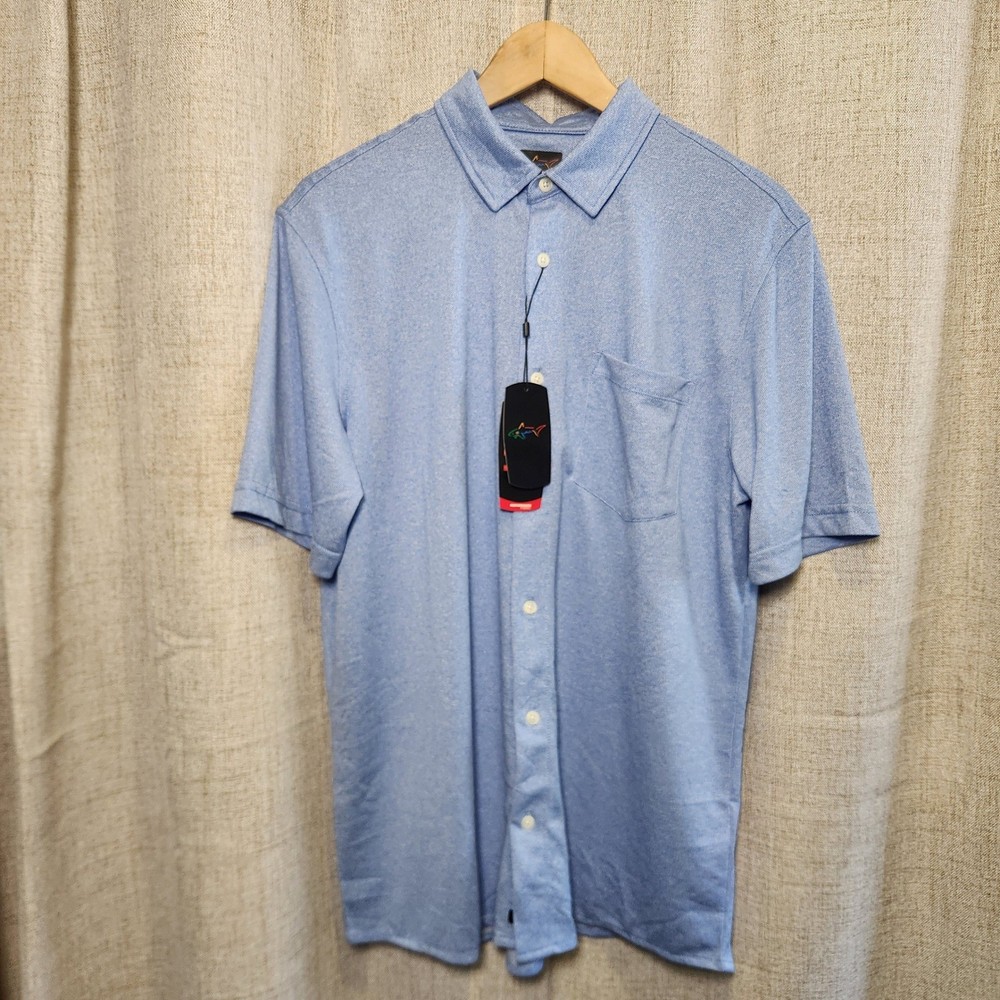 Greg Norman Golf Button Up Men's M Blue Moisture Tech Performance Lightweight
