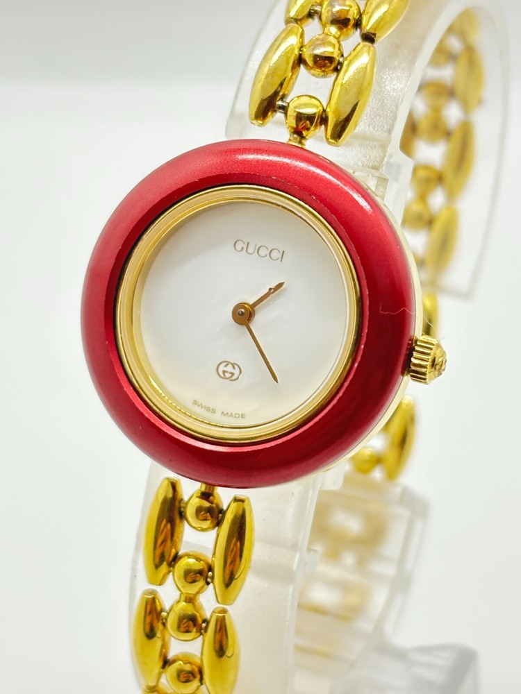 GUCCI 11/12 Change Bezel White Dial Metal Watch Untested As-Is For Parts