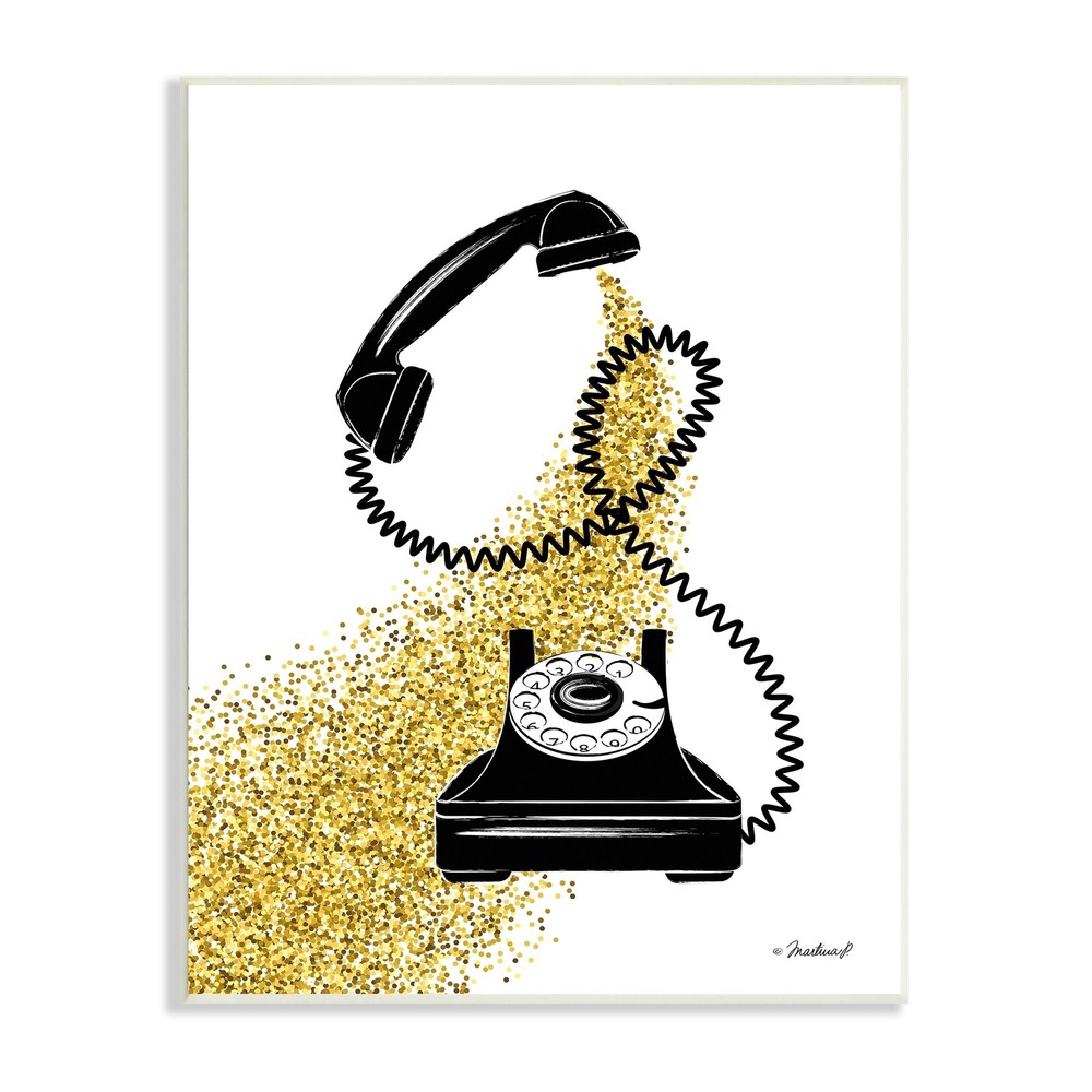 Stupell Vintage Glam Telephone Abstract Gold Glitz Splatter