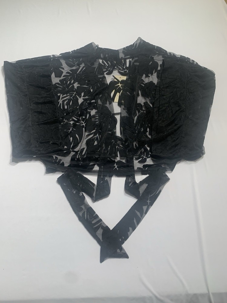 Adiva Women Black Sheer Floral Kimono Large Elegant Wrap Top Stylish