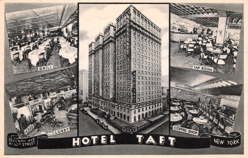 New York City Hotel Taft Advertising Interior Street View Vtg Postcard F51