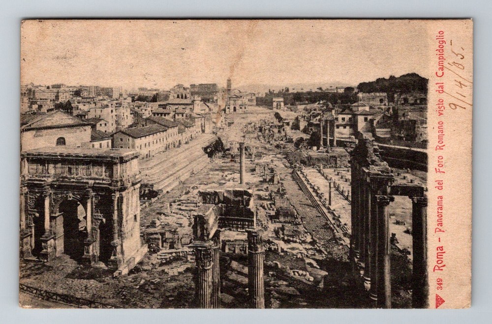 Italy- Rome The Forum From Capitol Hill Old Postal Card Vintage c1905 Postcard