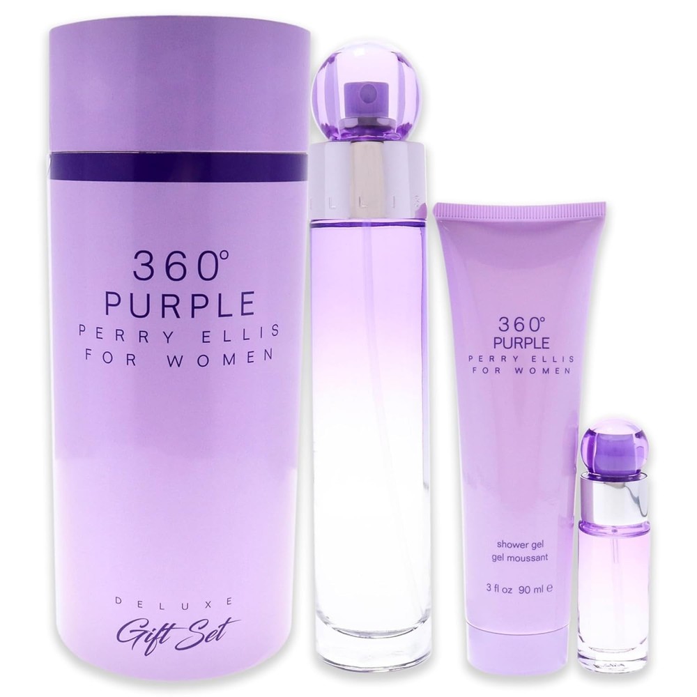 Perry Ellis 360° Purple Gift Set - 3.4 fl oz eau de parfum, 3 oz shower gel