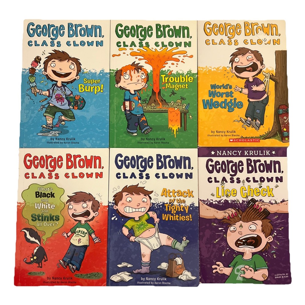 George Brown, Class Clown book Lot Of 6, 1 - #4 by Nancy Krulik, #7 12 Paperback