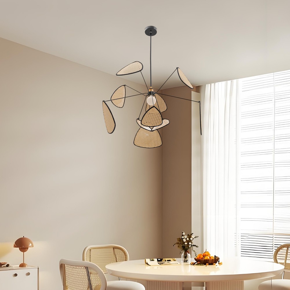 Bamboo Wicker Rattan Pendant Chandelier for Dining Room or Restaurant Lighting