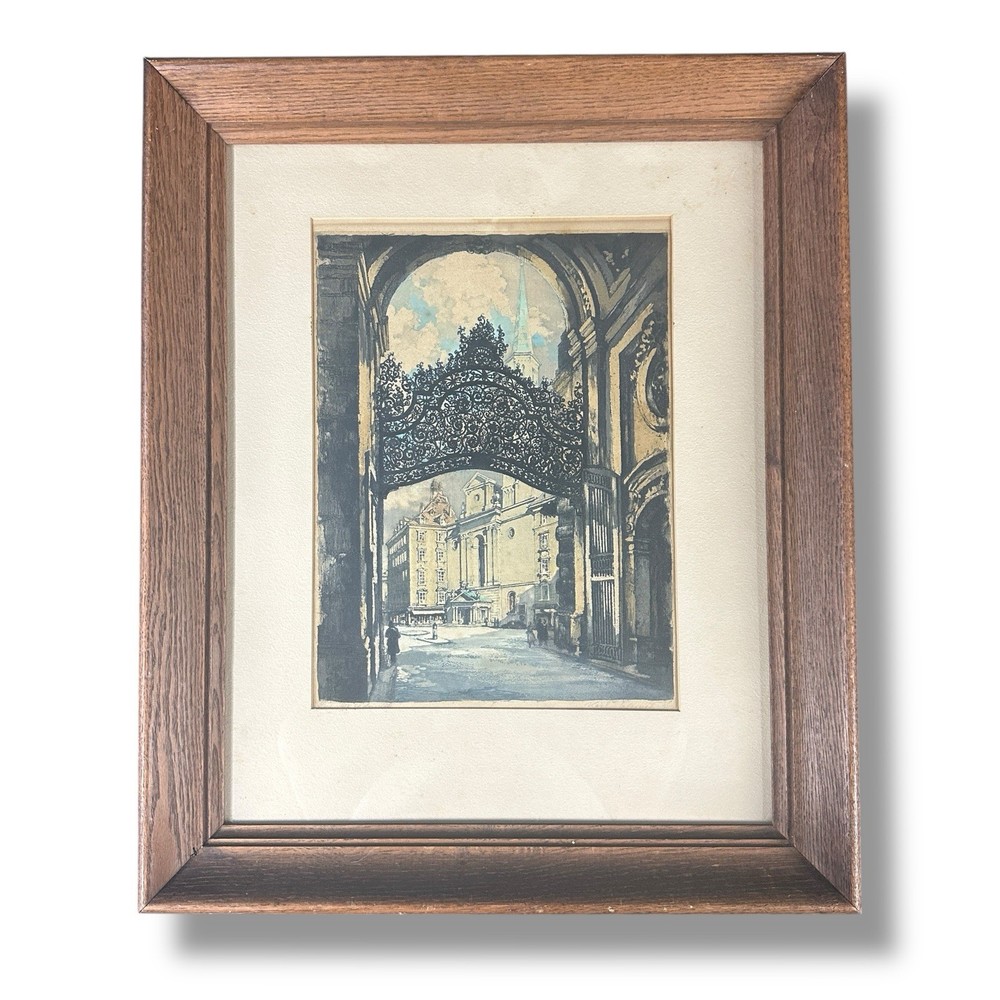 Karl Schwetz Etching WIEN Michaelerplatz Vienna Scene Signed Framed Vintage