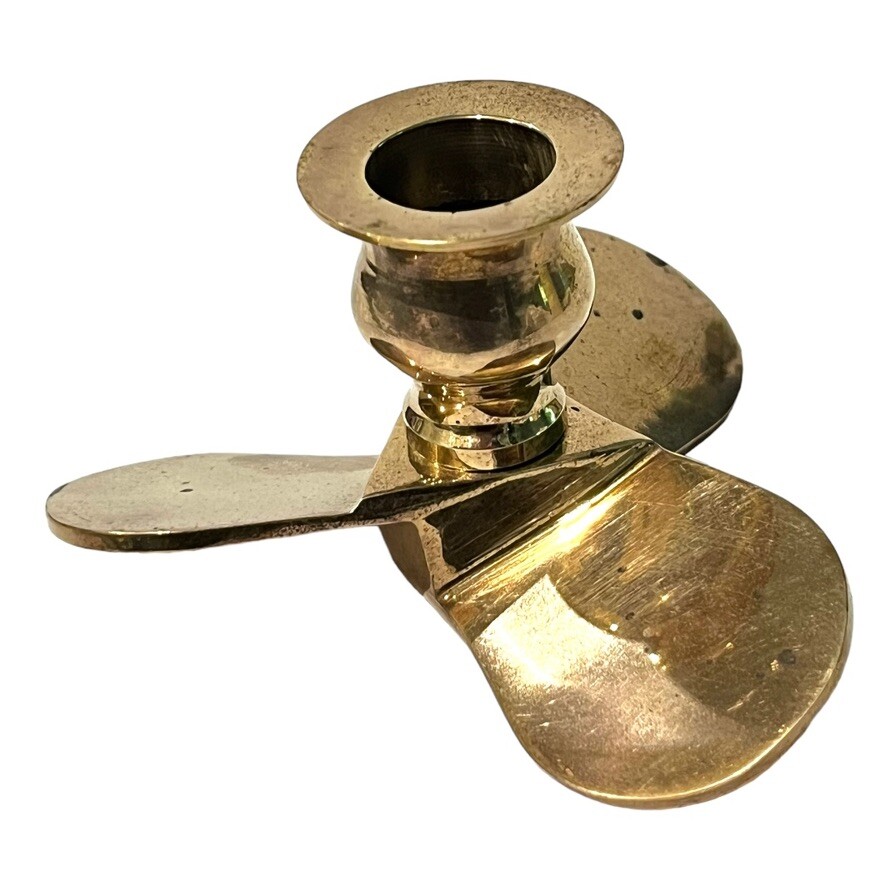 Vintage Brass Nautical Boat Ship Blade Propeller Candle Stick Holder