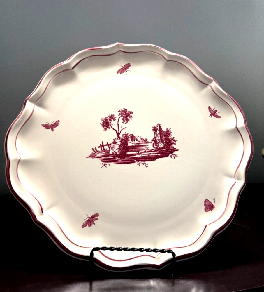 Vintage Faiencerie De Gien France Paysages Roses 12