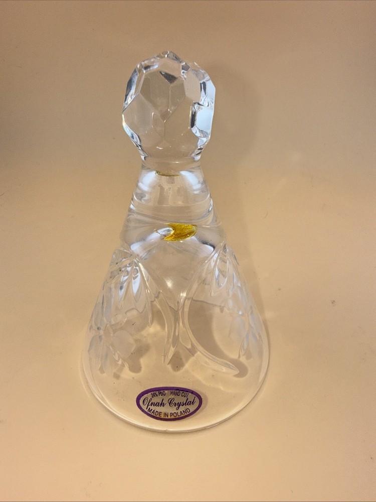 Vintage Hand Cut 24% Lead Ofnah Crystal Dinner Bell - Made in Poland-no Middle