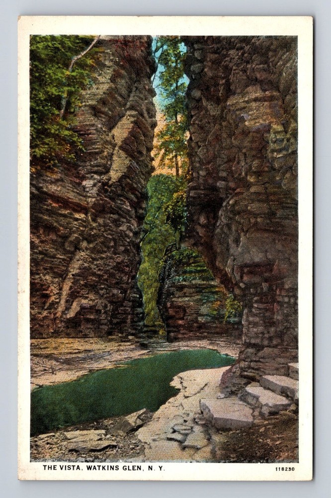 Watkins Glen NY- New York, The Vista, Antique, Vintage Souvenir Postcard