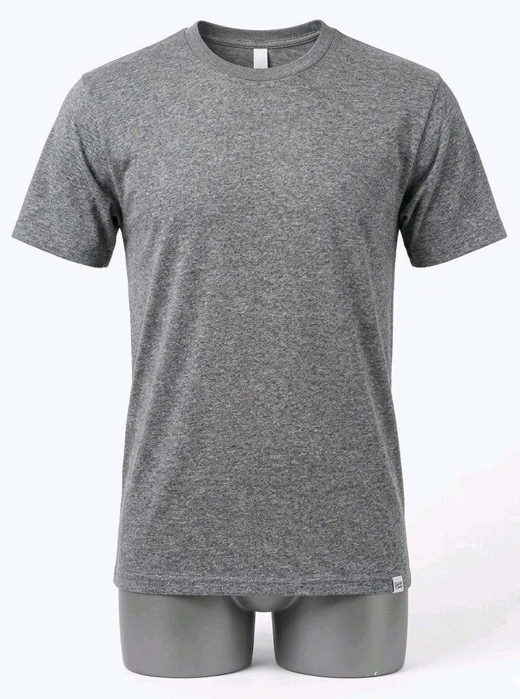 Men's Gray Short Sleeve T-Shirt Crew Neck Cotton Blend Jersey Solid (260427-05)