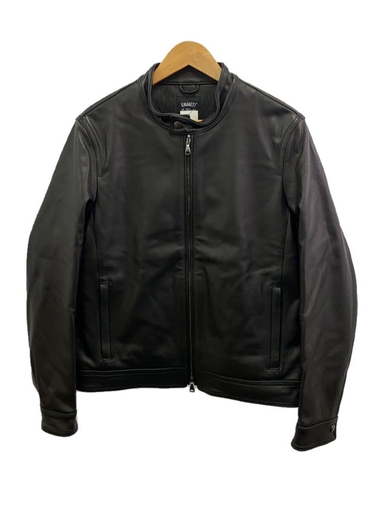Emmeti Black Leather Blouson Jacket Plain Design Made in Japan