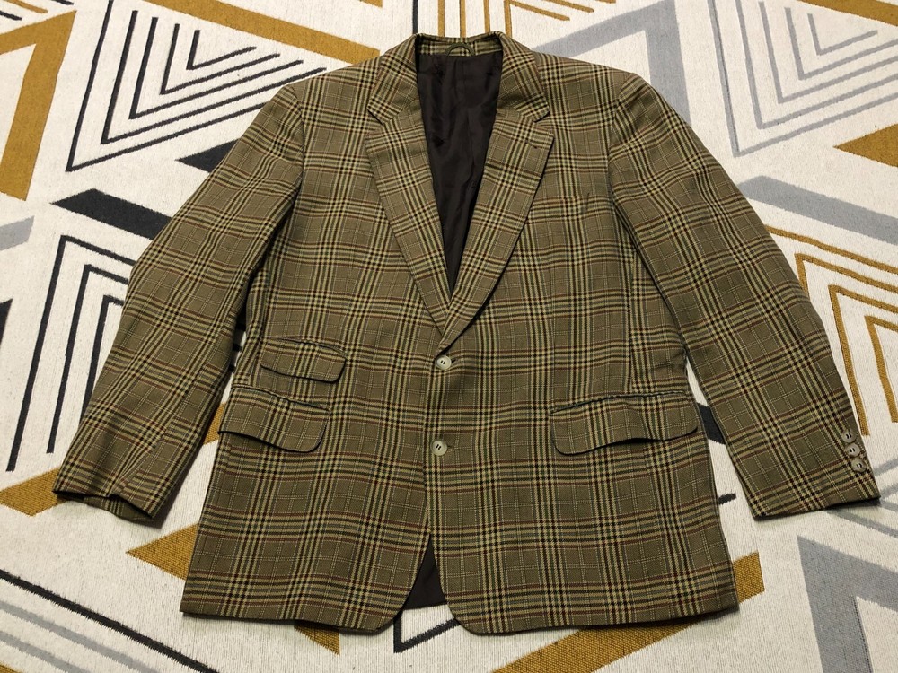 Vintage Burberrys Blazer Men’s Size 44R Checked Houndstooth Sport Jacket