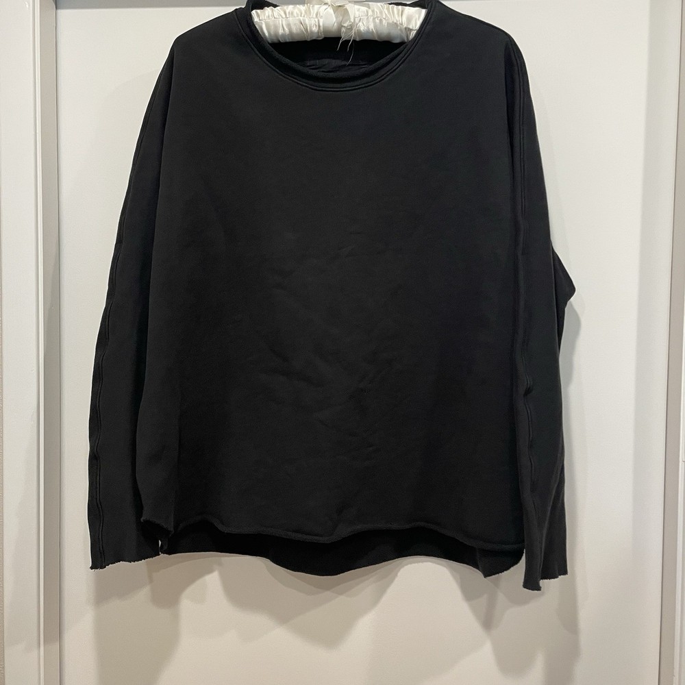 FRANK & EILEEN Women’s Sweatshirt Anna Capelet Triple Fleece Black Size Small
