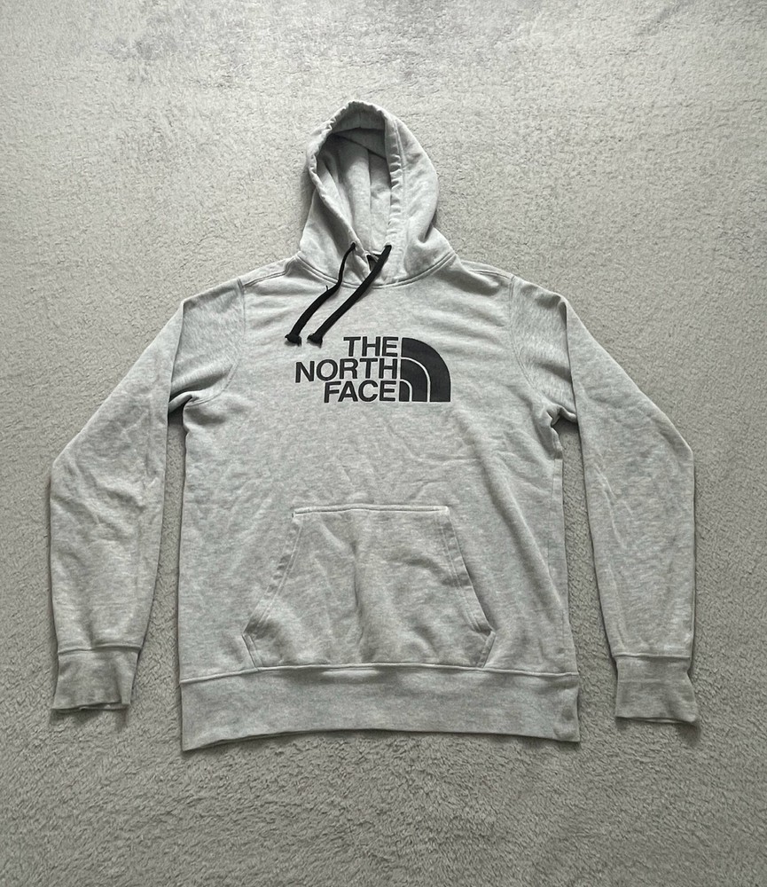 North Face Hoodie Mens Size Small Gray Graphic Hooded Casual Pullover Sweatshirt