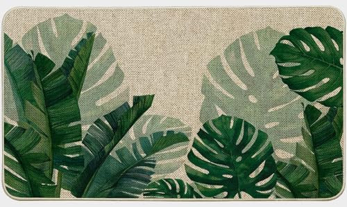 Summer Monstera Welcome Mat for Indoor and Outdoor Spring Entrance