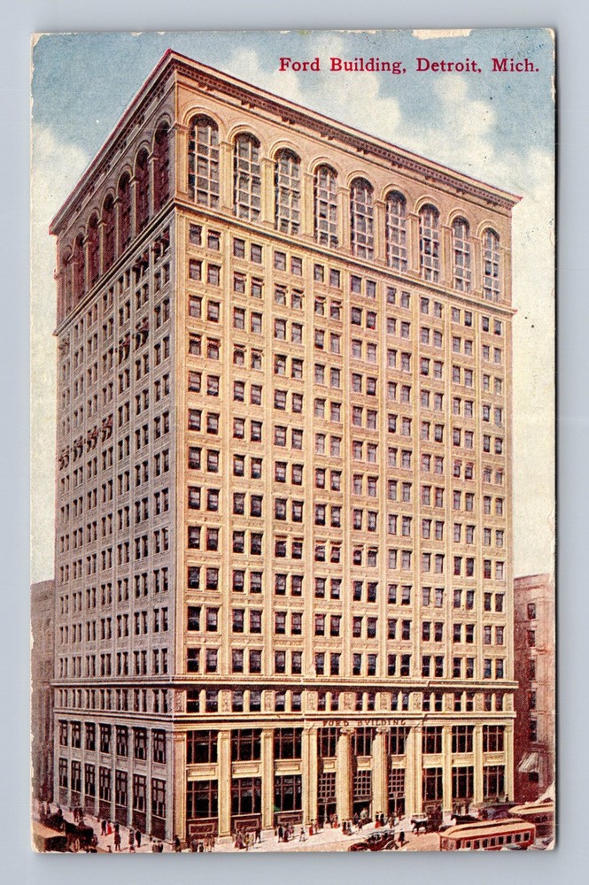 Detroit MI-Michigan Ford Building Vintage c1911 Postcard