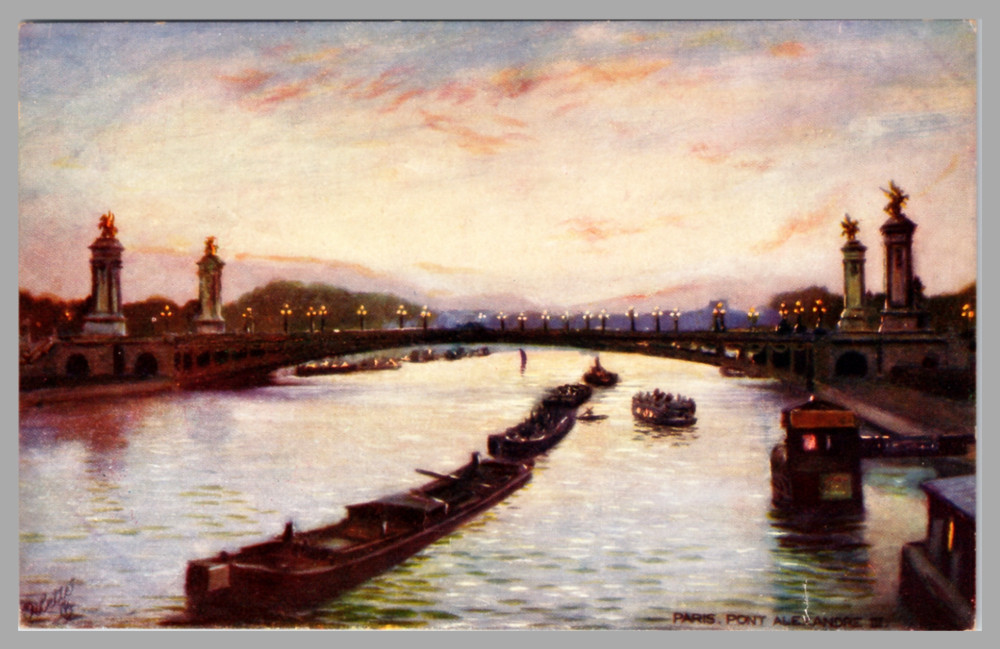 Pont Alexandre III Paris France Seine River Bridge Tuck & Sons Oilette Postcard