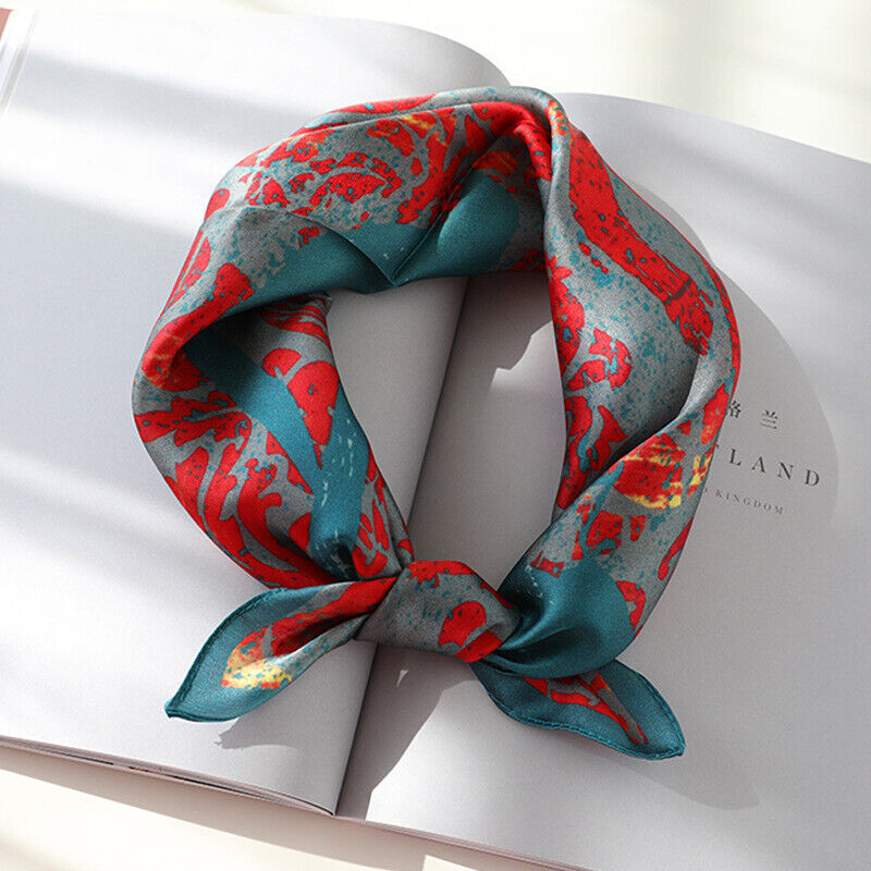 Vintage Silk Scarf for Women Retro Bandana Neck Hair Accessory 53x53cm