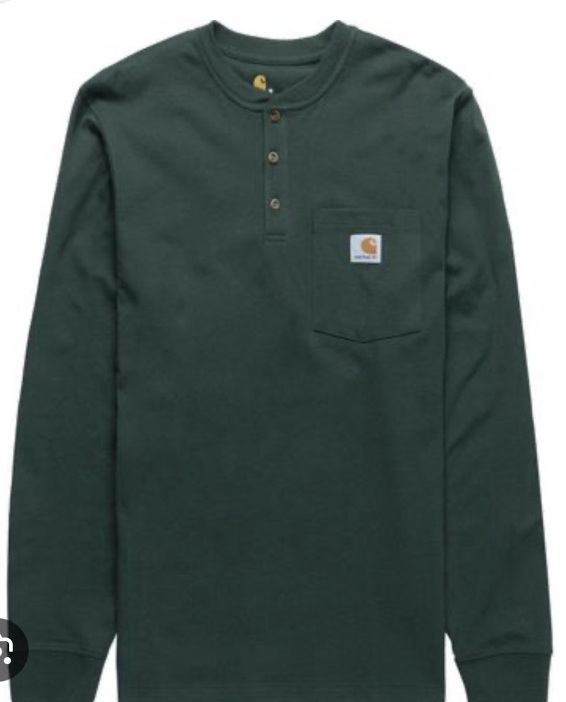 Carhartt XL Tall Men’s Original Fit Green Henley Long Sleeve Pocket T-Shirt