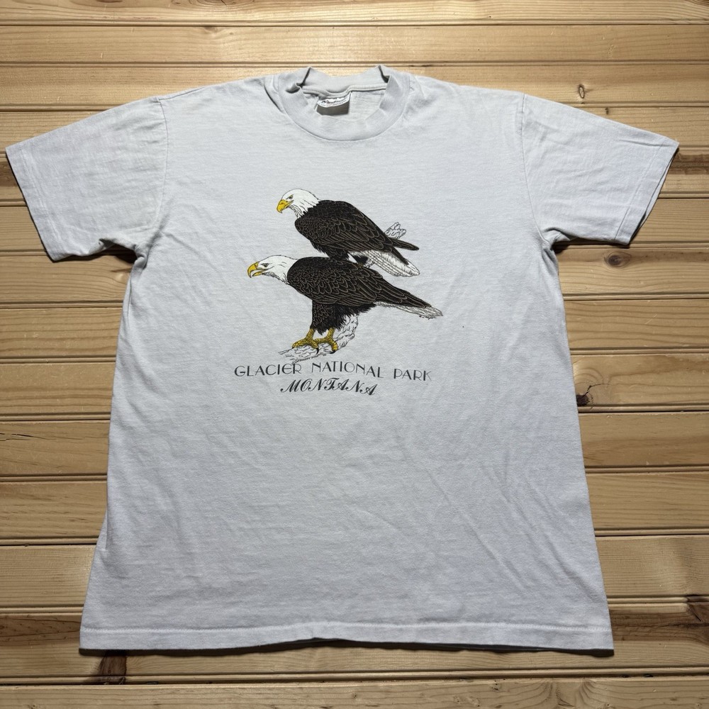 Vintage 80s 1983 Glacier National Park Montana Bald Eagles Birds Shirt - Medium