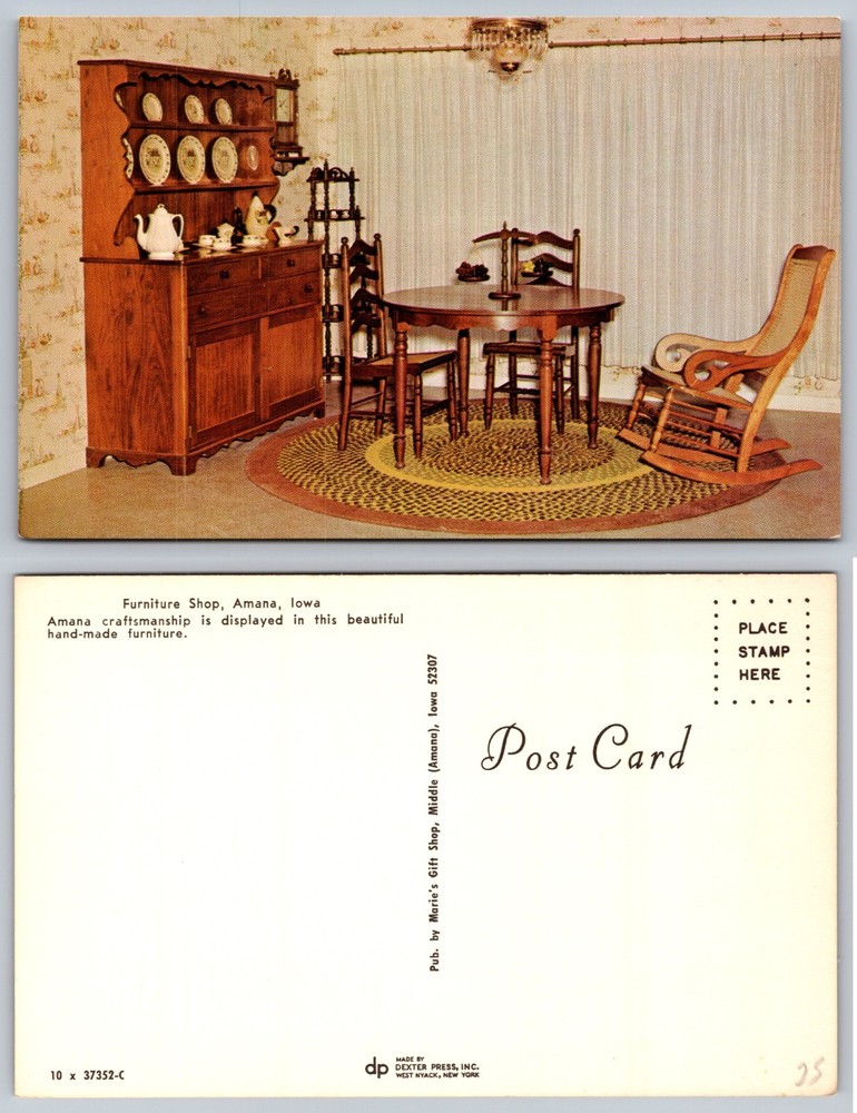 Furniture Shop Amana Iowa Dining Room Postcard
