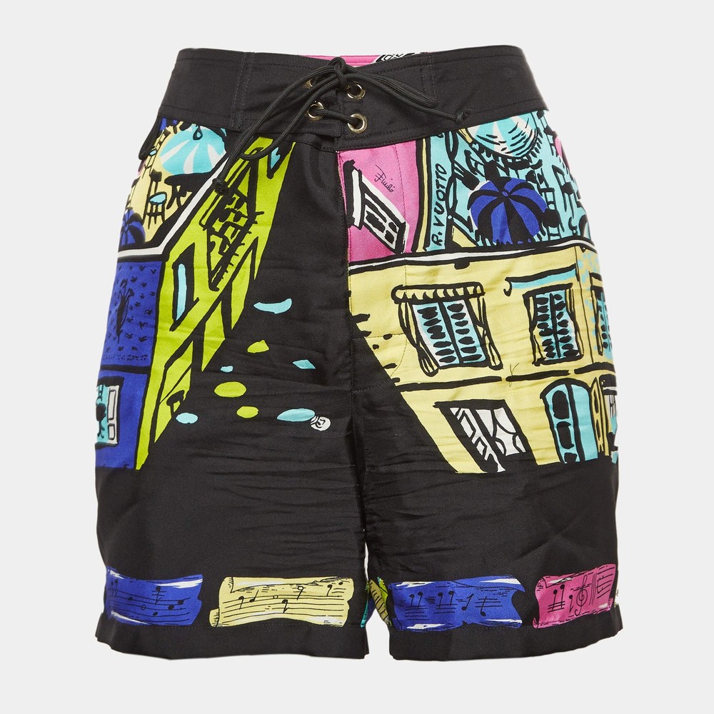 Emilio Pucci Multicolor Printed Silk Shorts S