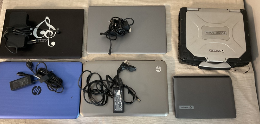 LOT OF 6 PARTS ONLY laptops.  HP ASUS Gateway Panasonic READ DISC