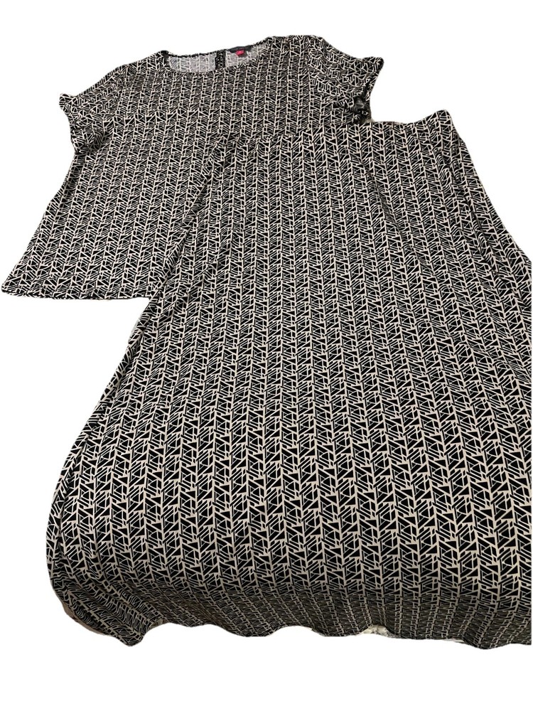 Vince Camuto Top Sz XLG & Long Maxi Skirt Sz Lg Set Blk&Tan Diagonal