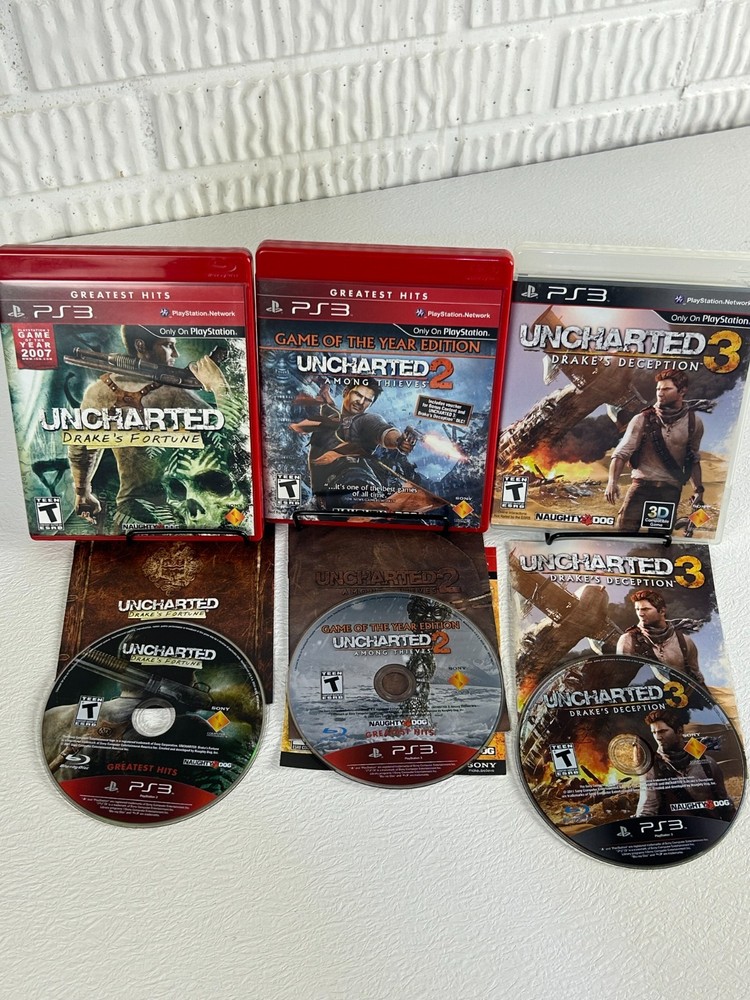 PS3 Uncharted Trilogy Lot 1 2 3 Complete Tested GOTY Drake’s Fortune CIB