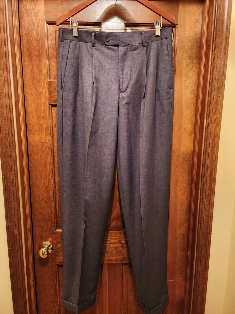 Men's Axist Pleated Dark Gray Dress Pants 34 x 34