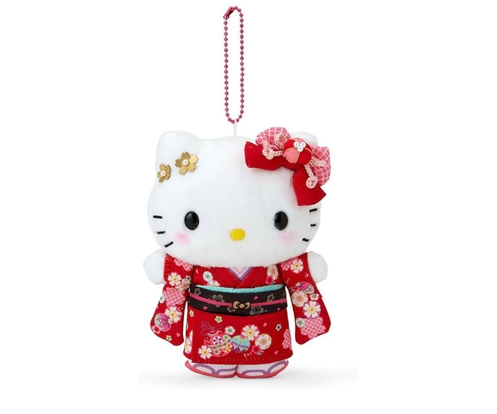 Sanrio Hello Kitty Kimono Plush Mascot Keychain Charm Japan Limited Sakura NEW