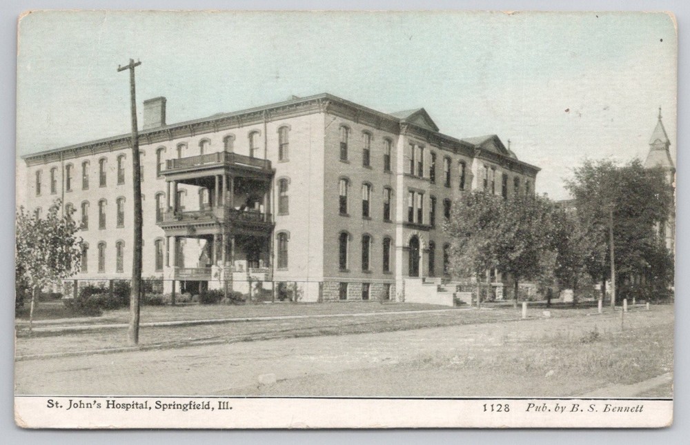 St. John's Hospital Springfield IL 1910 Postcard B. S. Bennett Divided Back