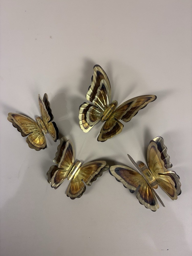 Home Interiors Set Of (4) Vintage  1970s Metal/tin Butterfly Wall Art Decor