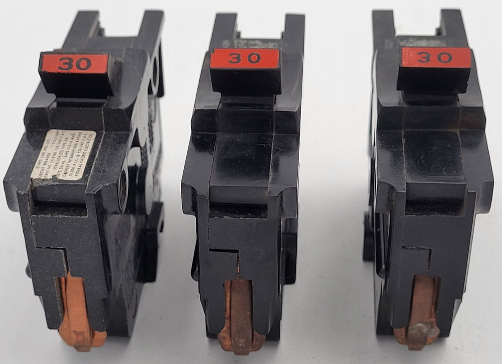 FPE NA130 30 A 1-Pole Stab-Lok Federal Pacific Circuit Breaker (Lot of 3) USED
