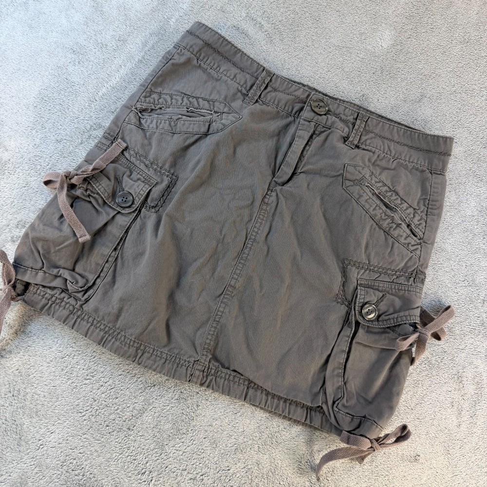 prAna Y2K Cargo Skirt Womens 4 Gray Mini Cotton Utility Pockets Gorpcore Hiking
