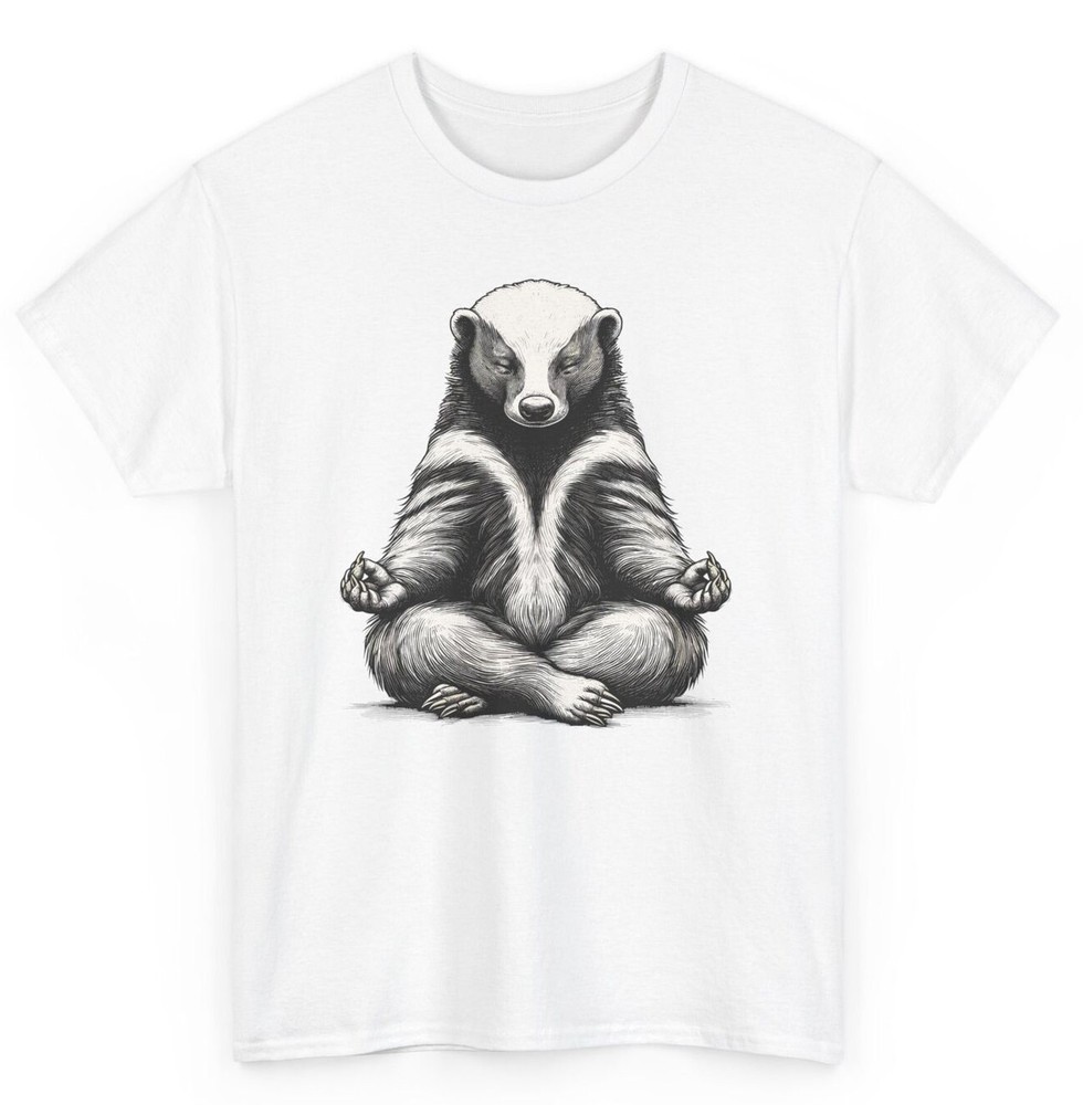 Honey Badger Doing Yoga Funny T-shirt - Novelty Meditation Men Women Graphic Tee