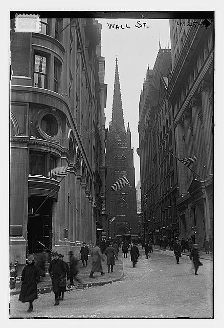 Wall Street New York City 1900s Lower Manhattan Financial District Street Scene