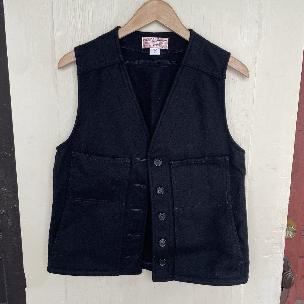 Vintage CC Filson Mackinaw Wool Vest Men’s Medium Black USA