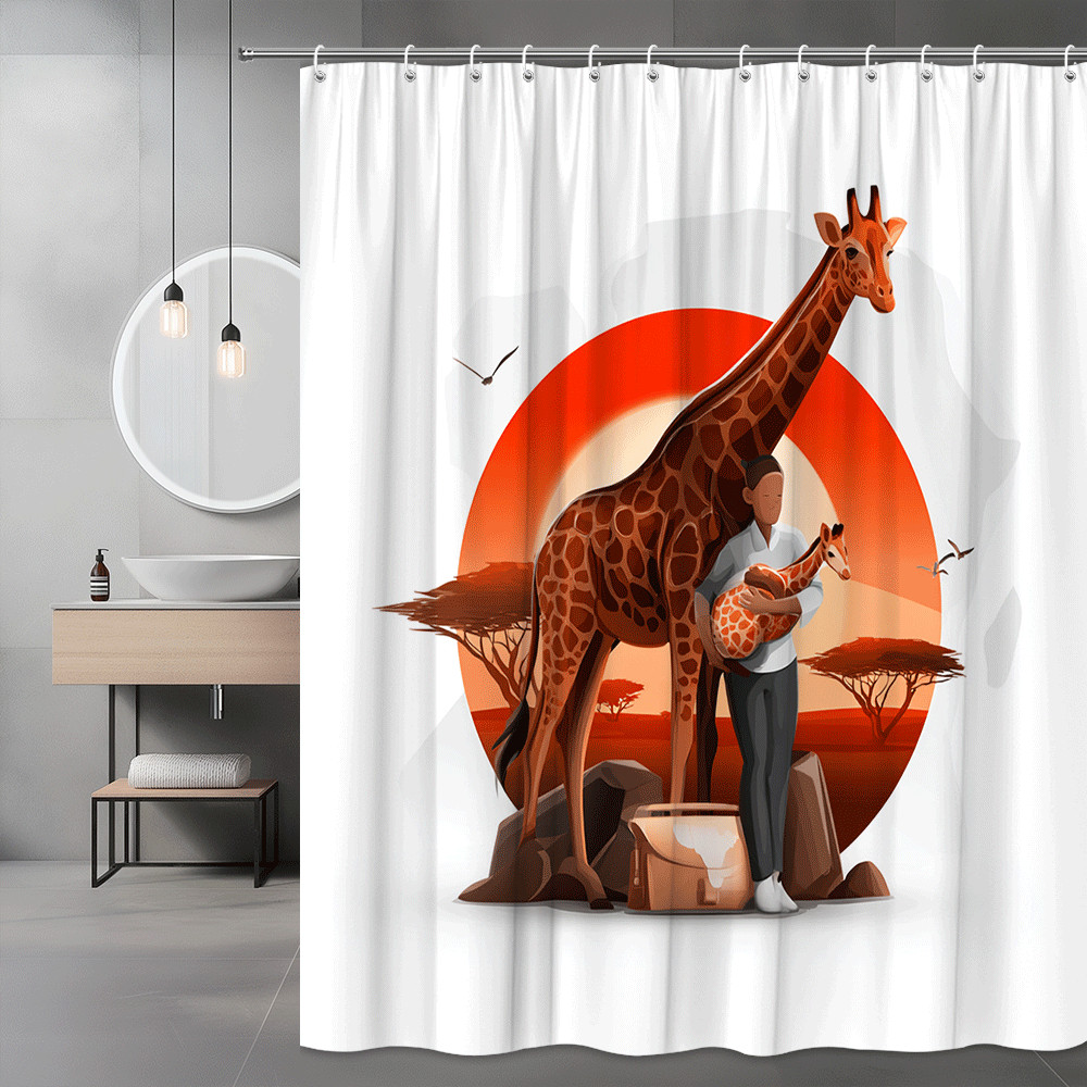Giraffe Safari Sunset Shower Curtain Animal Print